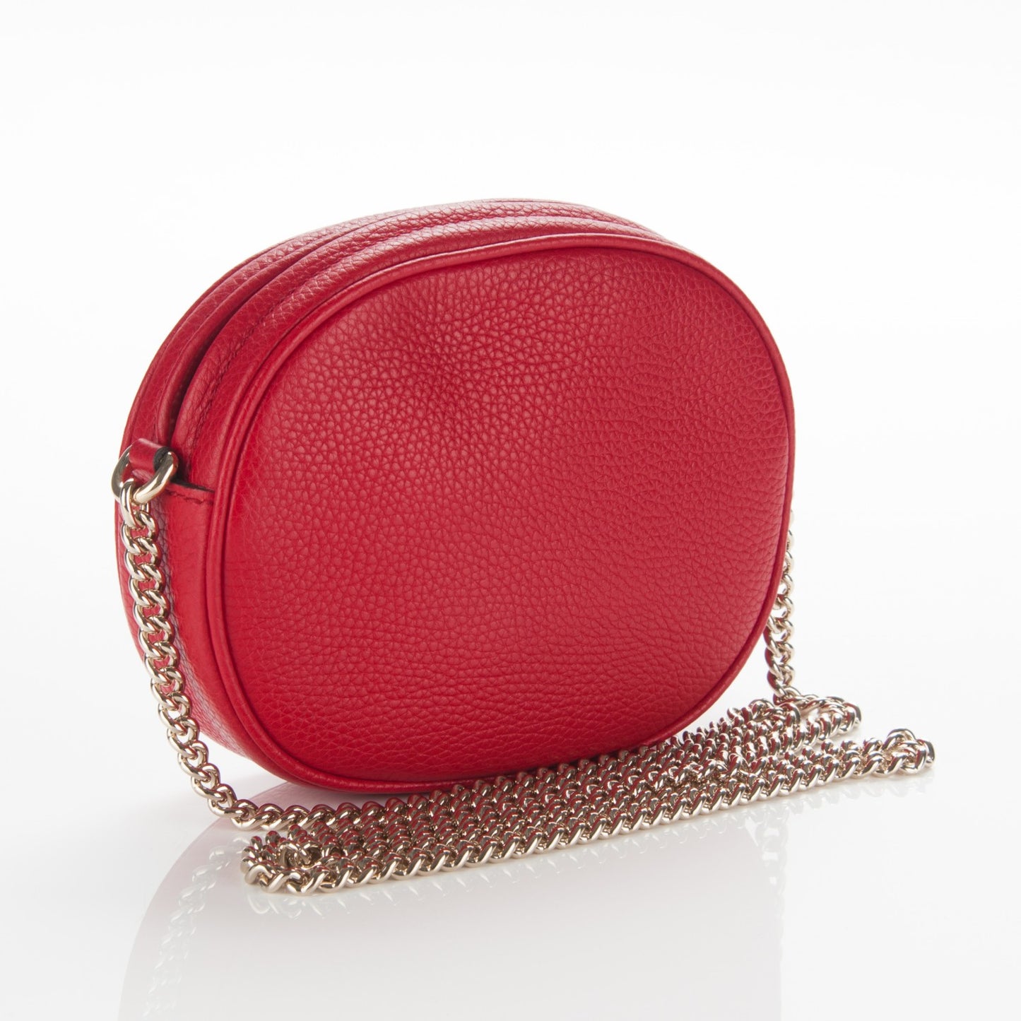 Pebbled Calfskin Mini Soho Chain Bag Tabasco Red
