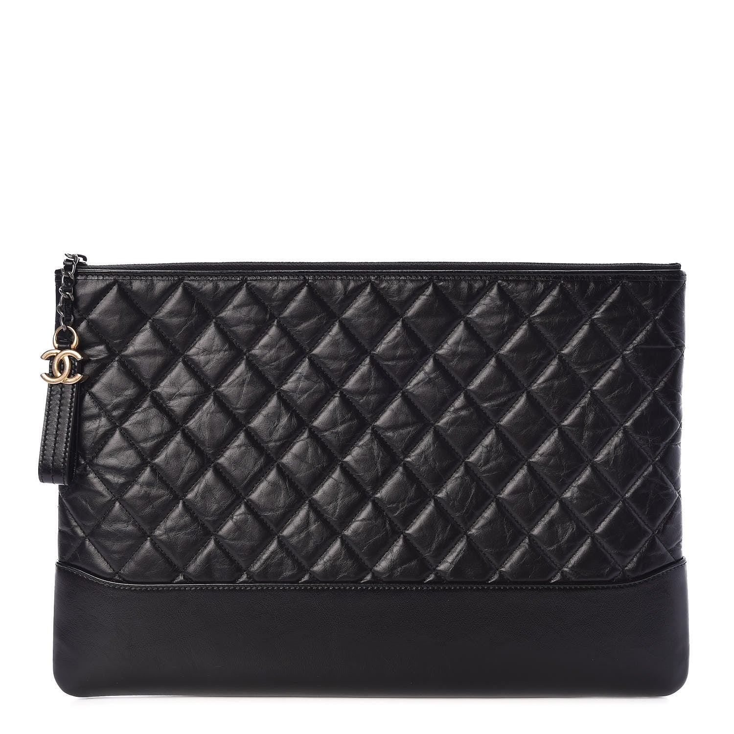 Chanel Aged Calfskin Quilted Large Gabrielle Cosmetic Case Black 1 of 8
