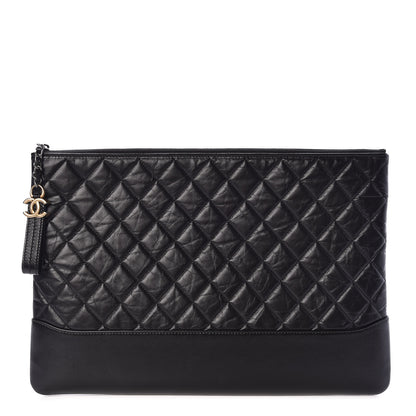 Chanel Aged Calfskin Quilted Large Gabrielle Cosmetic Case Black 1 of 8