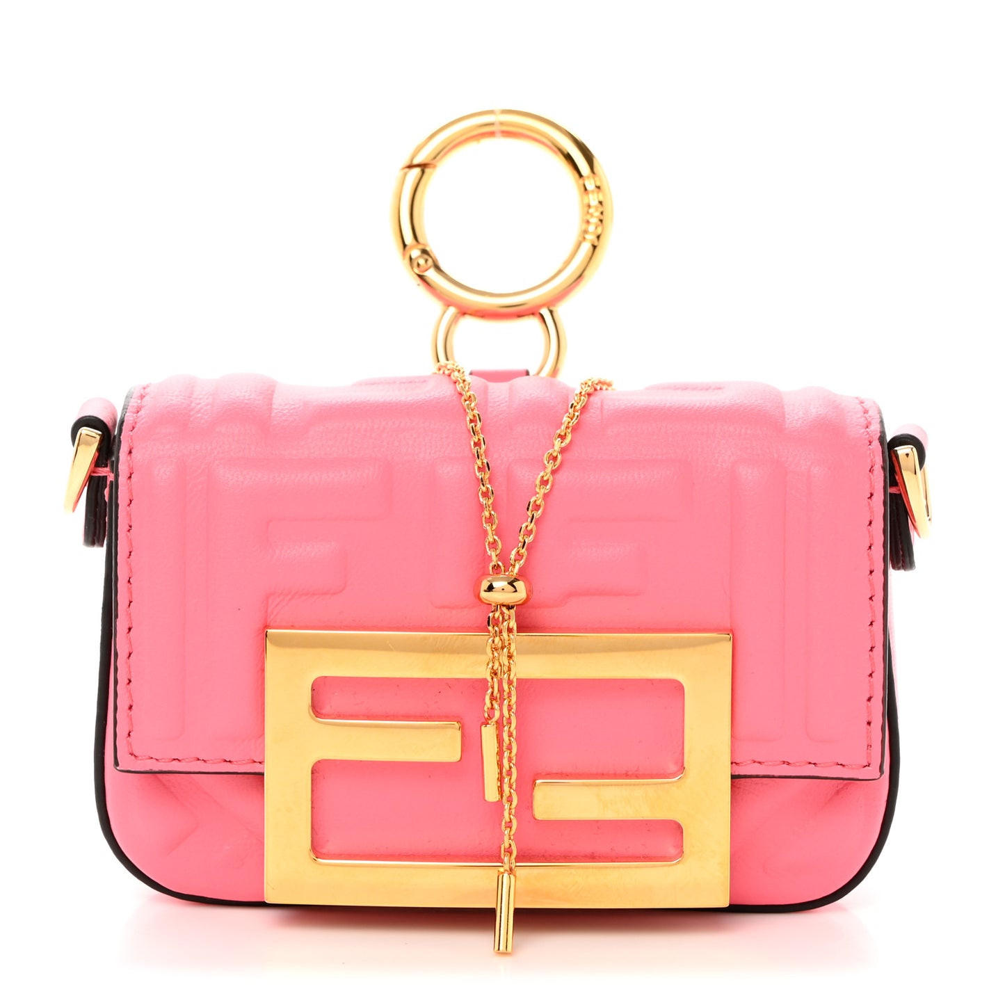 Nappa Matisse FF Embossed Nano Maxi Buckle Baguette Charm Pink Dalia