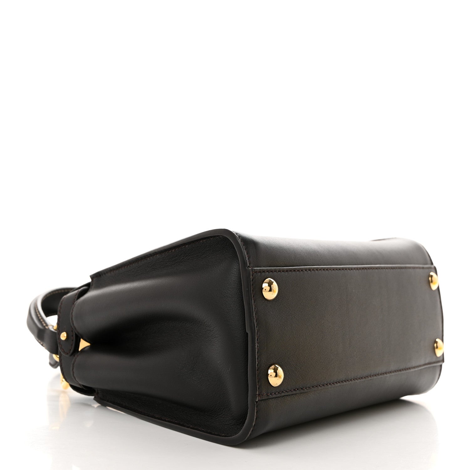 Fendi Vitello Seta Nabuk Pequin Mini Peekaboo Iconic Satchel Ebano Tobacco Moro 4 of 11