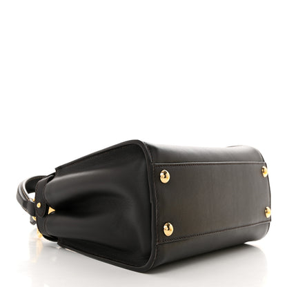 Fendi Vitello Seta Nabuk Pequin Mini Peekaboo Iconic Satchel Ebano Tobacco Moro 4 of 11
