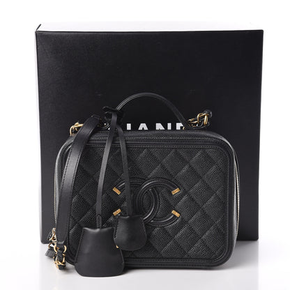 Chanel Caviar Quilted Medium CC Filigree Vanity Case Black 12 of 12