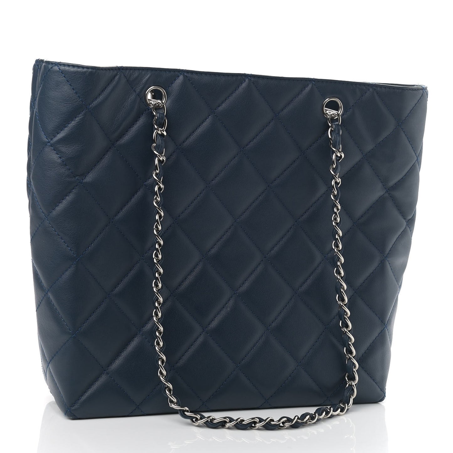 Calfskin Quilted In The Business North South Tote Blue