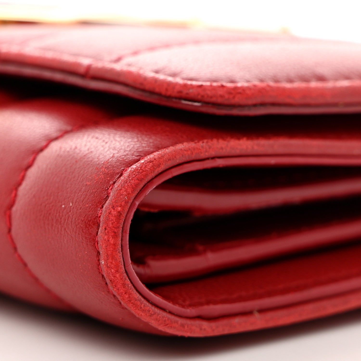 Saint Laurent Lambskin Matelasse Monogram Vicky Tri-Fold Wallet Rouge Eros 13 of 16