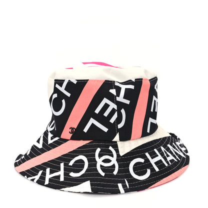 Chanel Cotton Logo Cloche Hat S Ecru Black Pink 4 of 9
