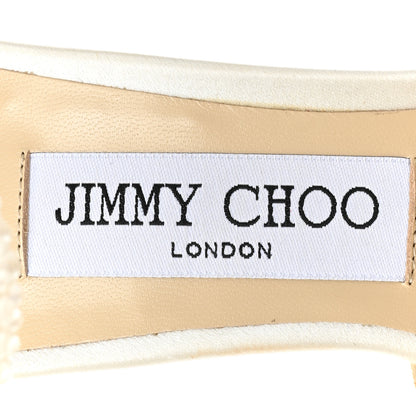 Jimmy Choo Satin Crystal Averly Bow 100 Pumps 37 Latte 7 of 11