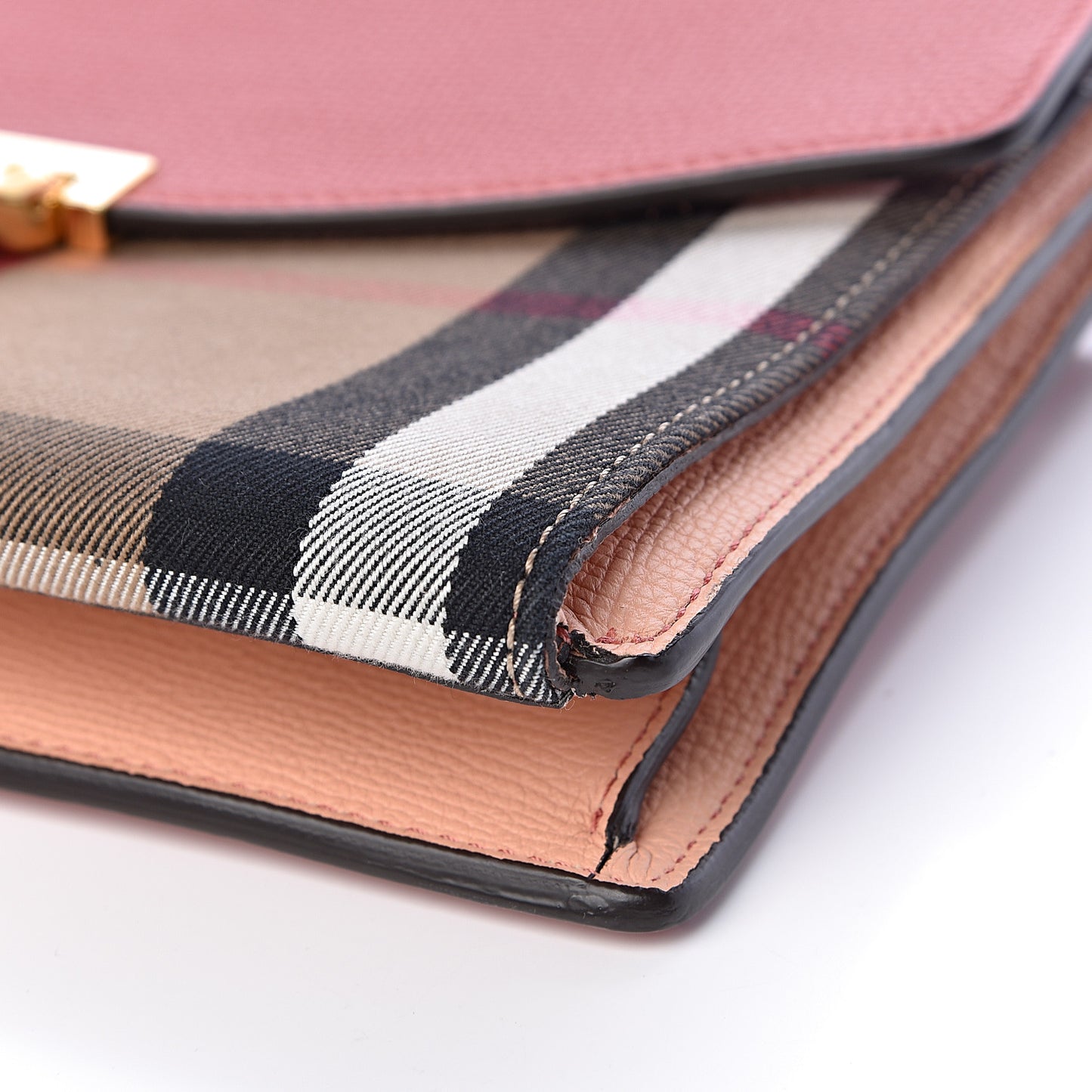 Derby Calfskin House Check Small Macken Crossbody Bag Copper Pink