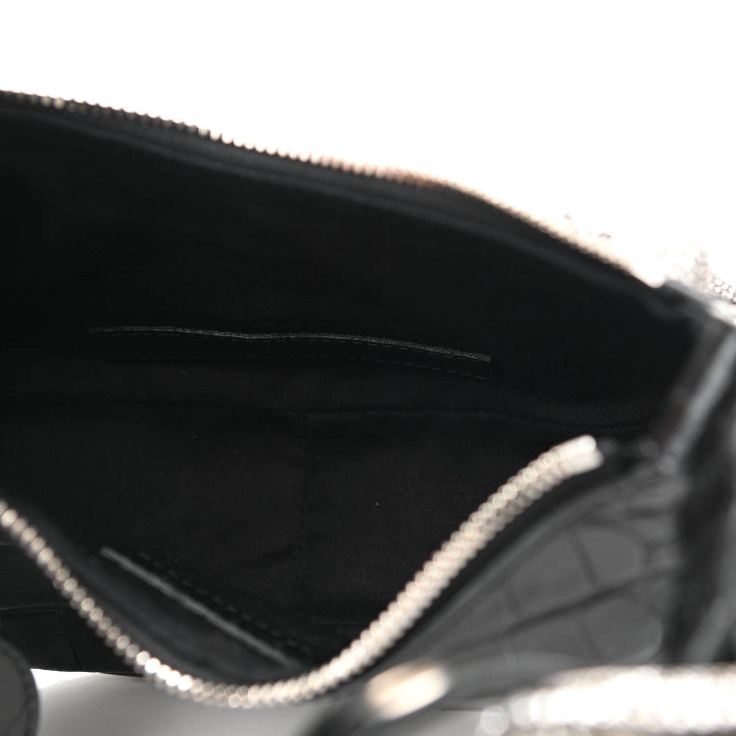 Extra Supple Calfskin Crystal Crocodile Embossed Le Cagole Shoulder Bag XS Black