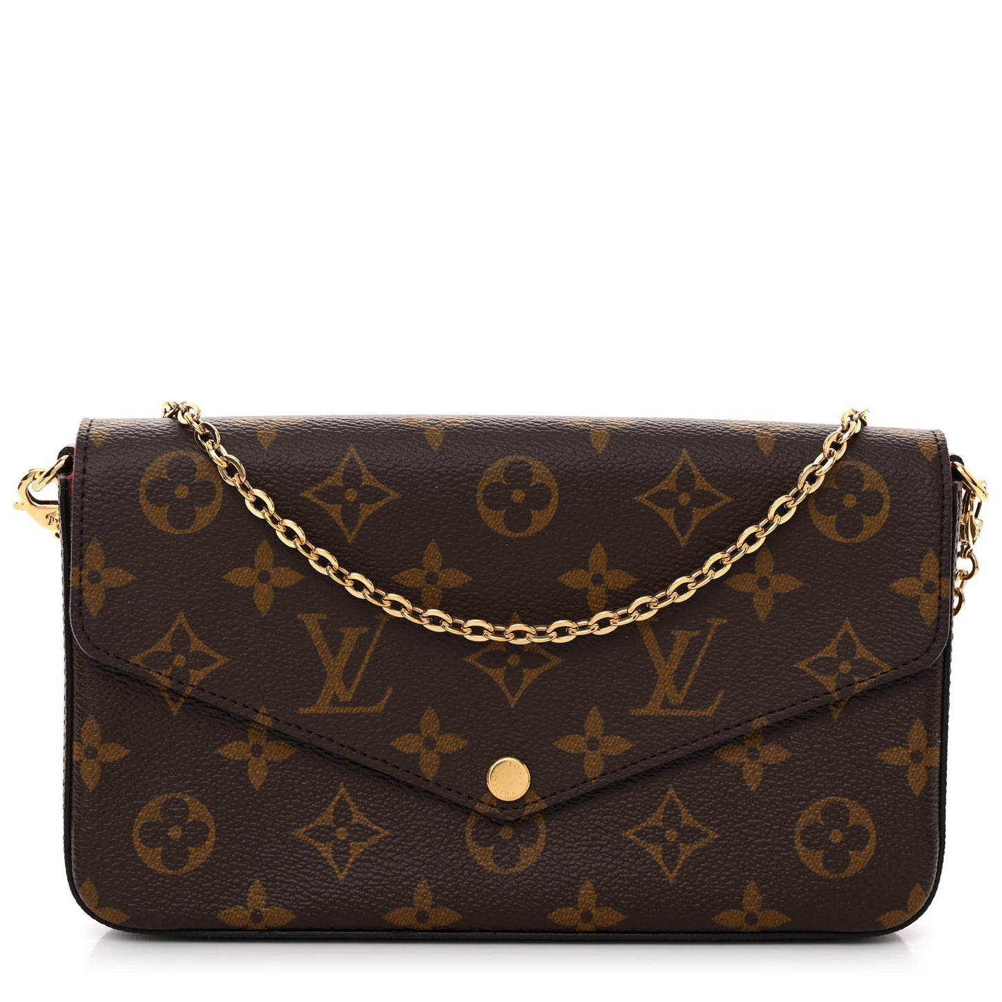 Monogram Pochette Felicie Chain Wallet Fuchsia