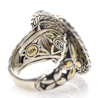 John Hardy Sterling Silver 18K Yellow Gold Peridot Tsavorite Batu Kawung Ring 55 7.25 4 of 7