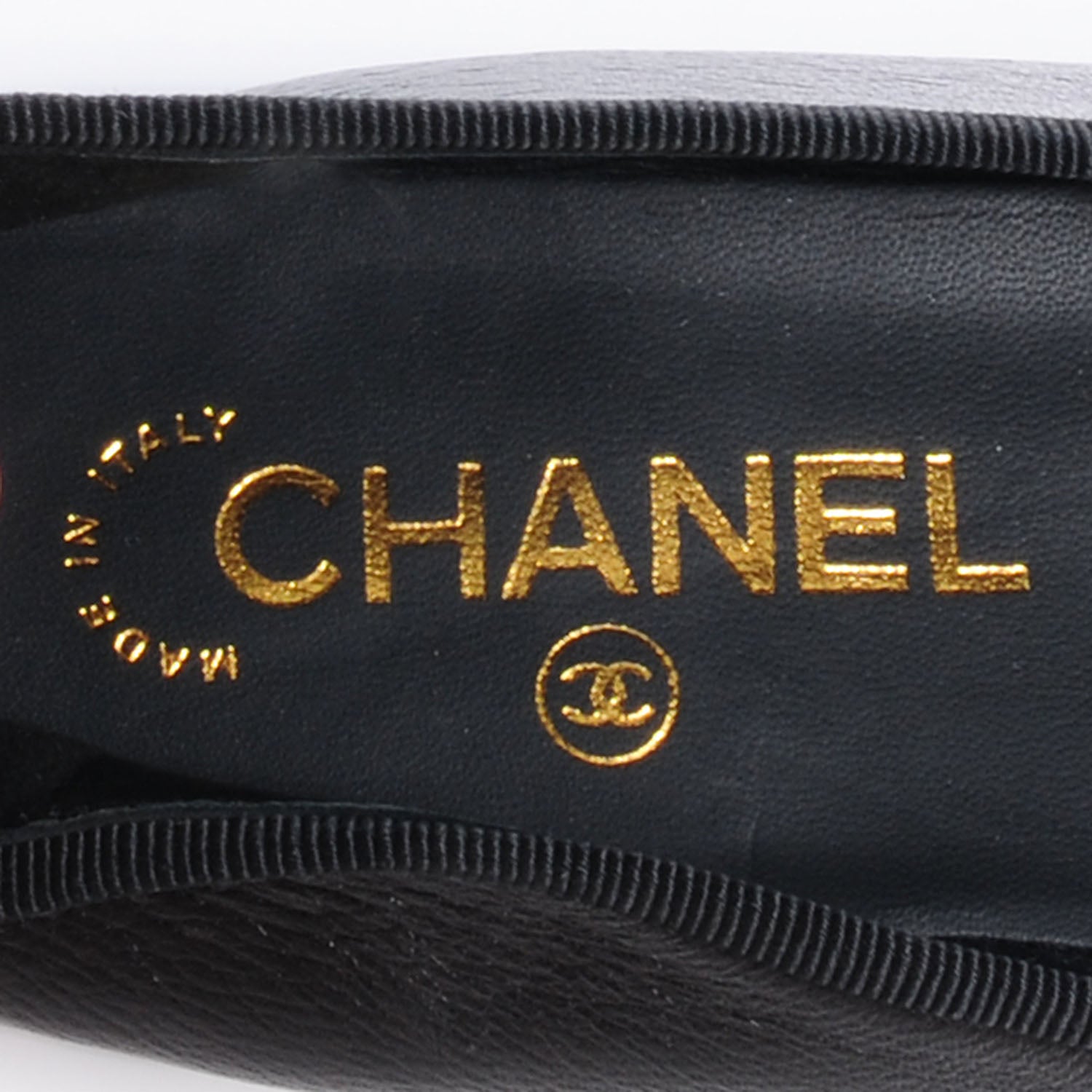Chanel Calfskin CC Cap Toe Ballerina Flats Black Gold 38 7 of 8