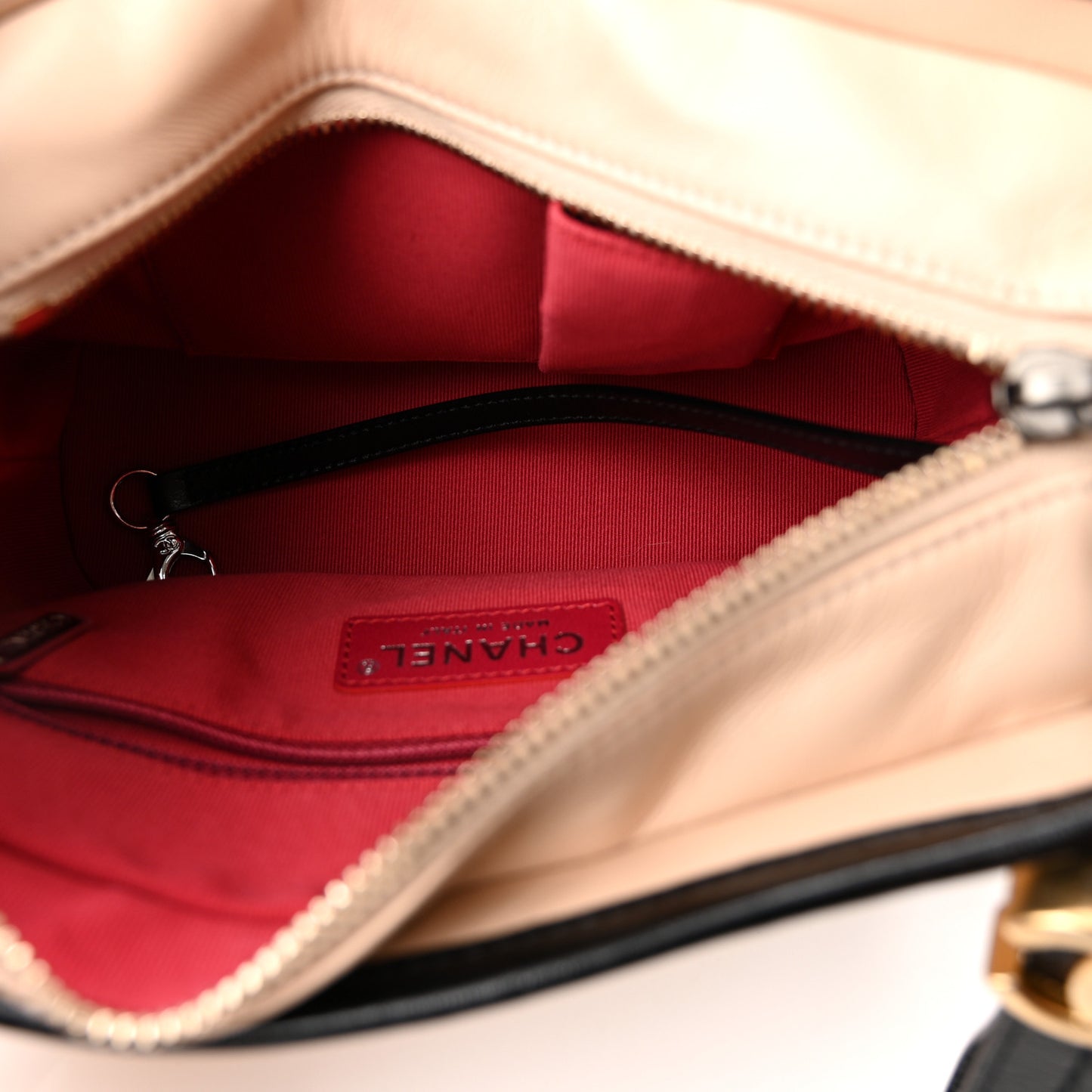 Aged Calfskin Quilted Small Gabrielle Hobo Beige Black