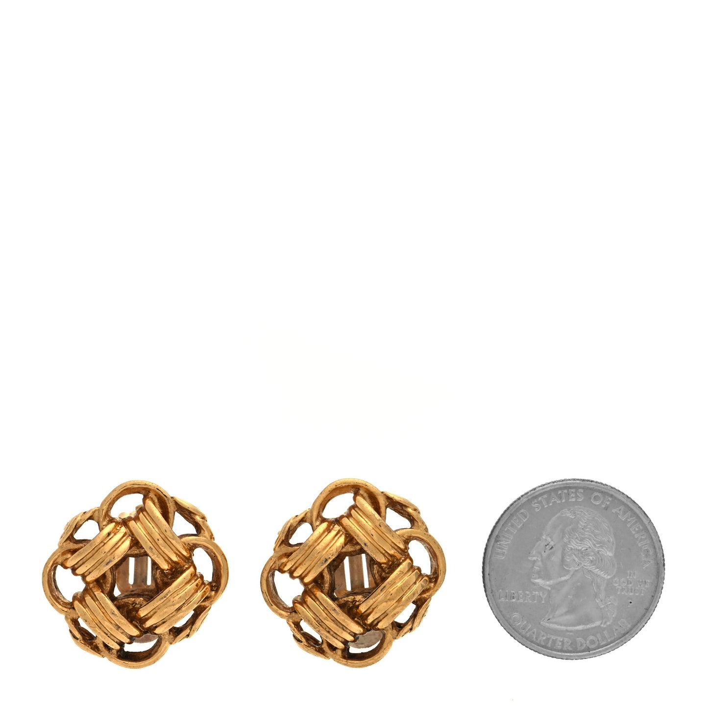Metal Rope CC Clip On Earrings Gold