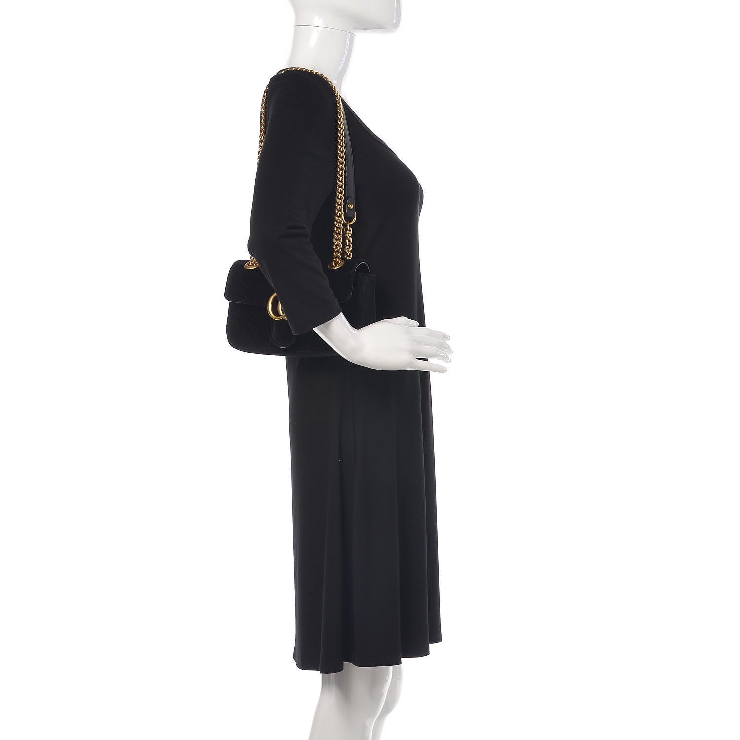 Gucci Velvet Matelasse Mini GG Marmont Shoulder Bag Black 2 of 10