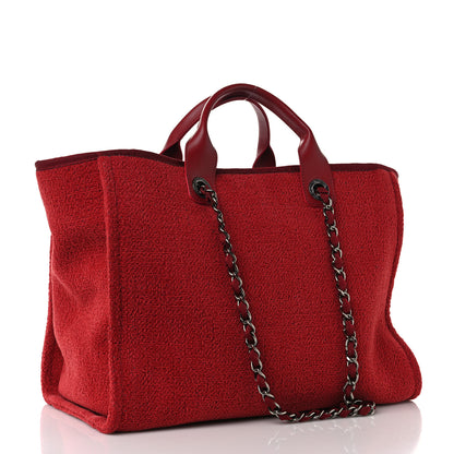 Chanel Lurex Boucle Medium Deauville Tote Red 3 of 10