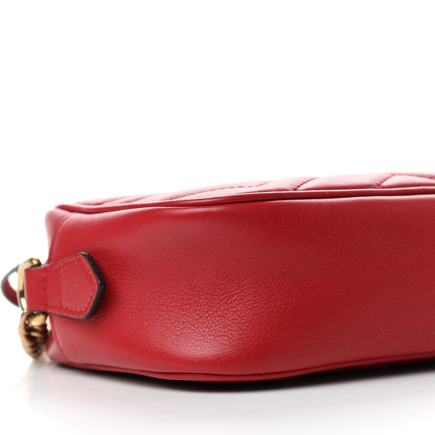 Calfskin Matelasse Mini GG Marmont Chain Shoulder Bag Hibiscus Red