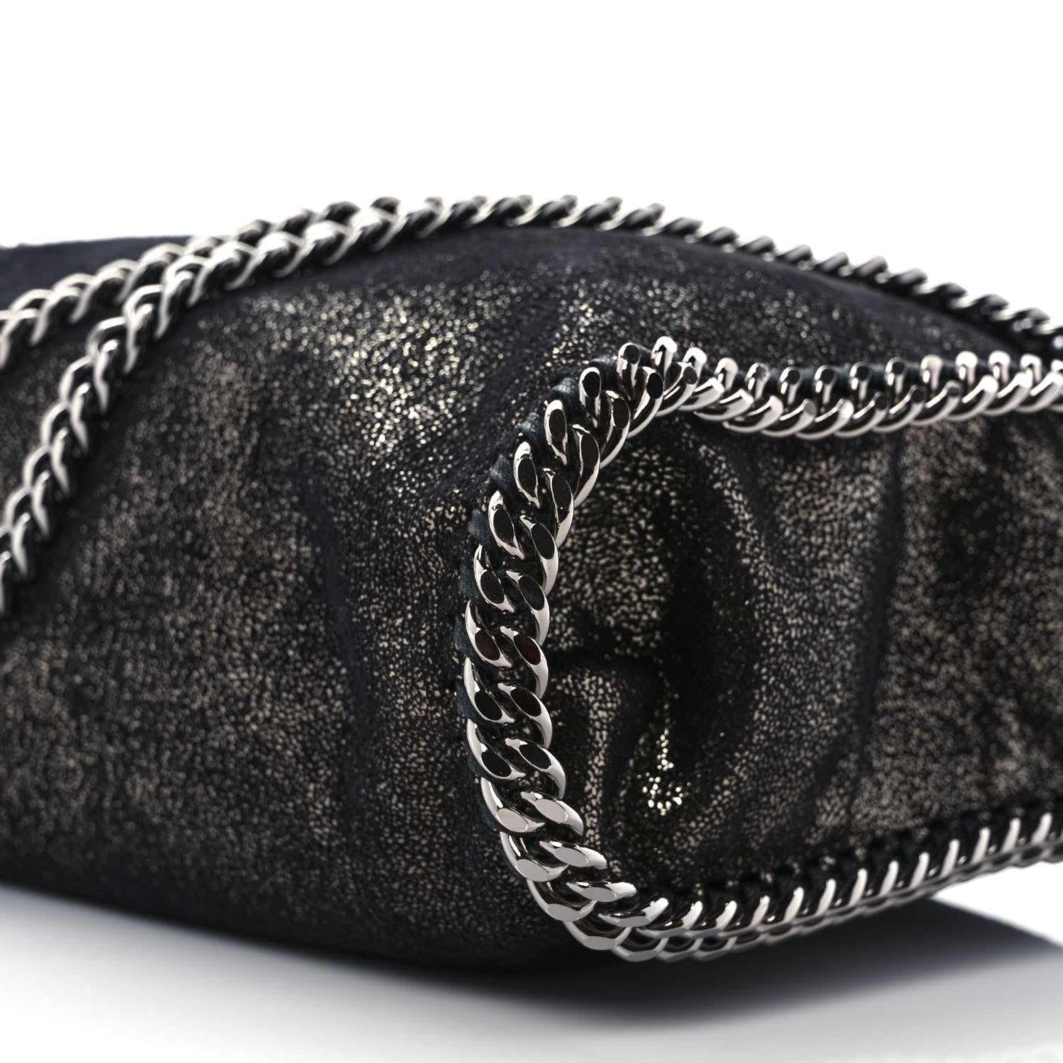 Stella McCartney Metallic Shaggy Deer Falabella Fold Over Tote Black 8 of 8