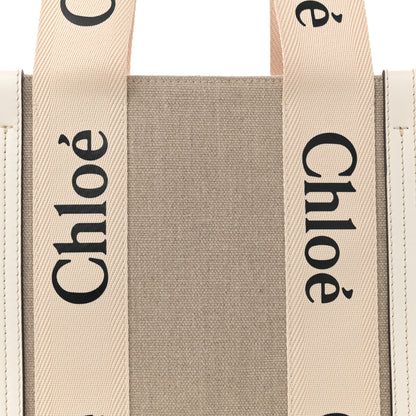 Chloe Linen Calfskin Medium Woody Ribbon Tote White 8 of 12