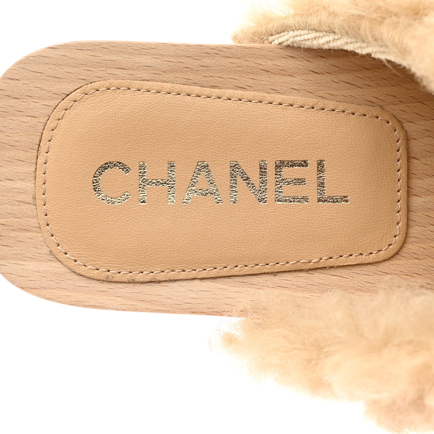 Shearling Lambskin Clogs 36 Beige