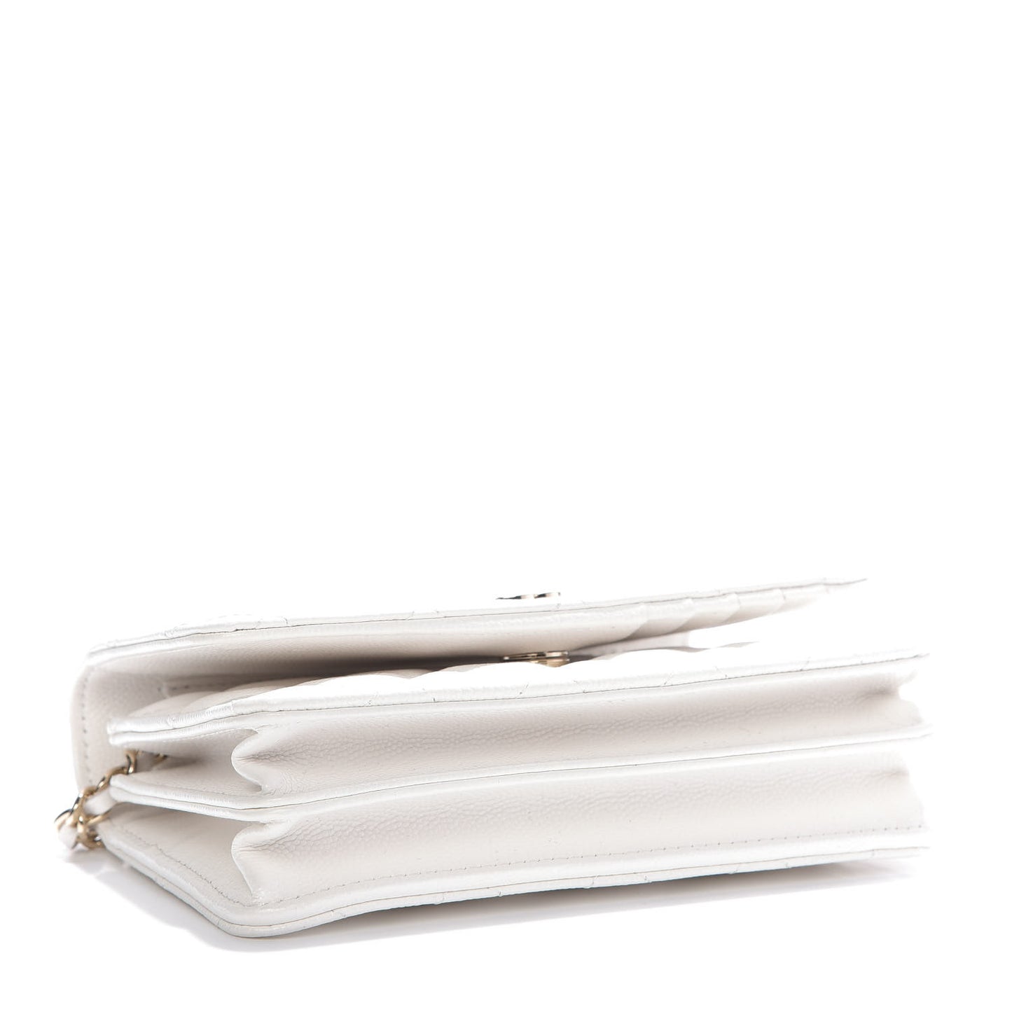 Caviar Quilted Mini Wallet On Chain WOC White