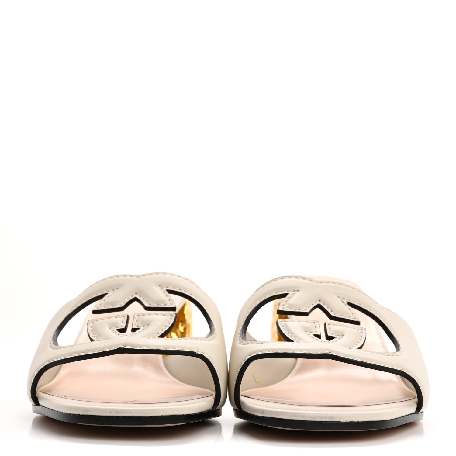 Gucci Cosmos Softy Calfskin Interlocking G Cut Out 55mm Slide Sandals 40.5 Mystic White 3 of 9