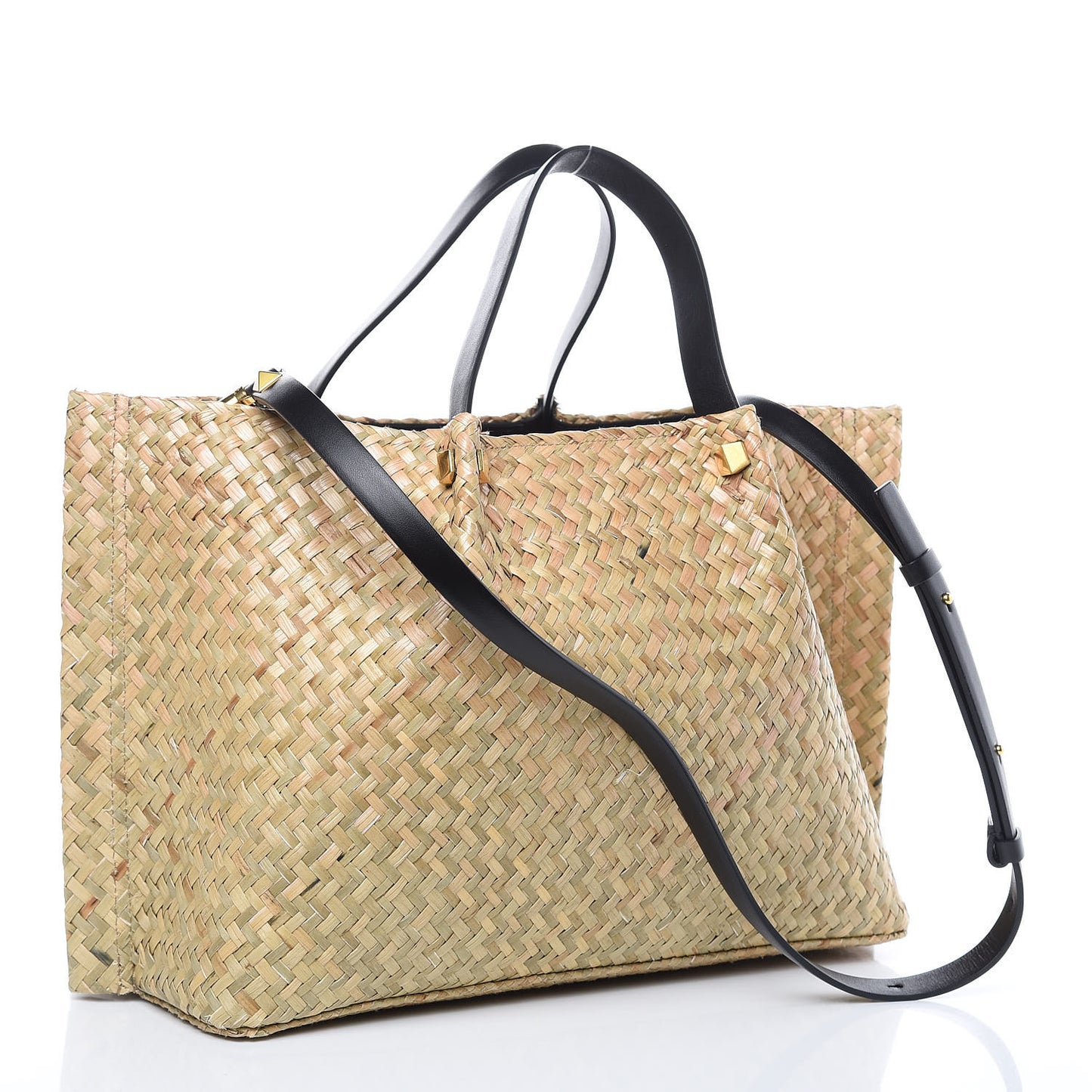 Raffia Medium Vlogo Escape Shopper Natural Black Rouge