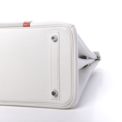 Hermes Taurillon Clemence Lizard Club Birkin 30 Blanc Gris Perle Sanguine 10 of 10