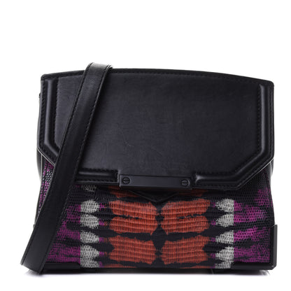 Alexander Wang Calfskin Lizard Embossed Tie Dye Prisma Skeletal Crossbody Matte Black Pink 1 of 5