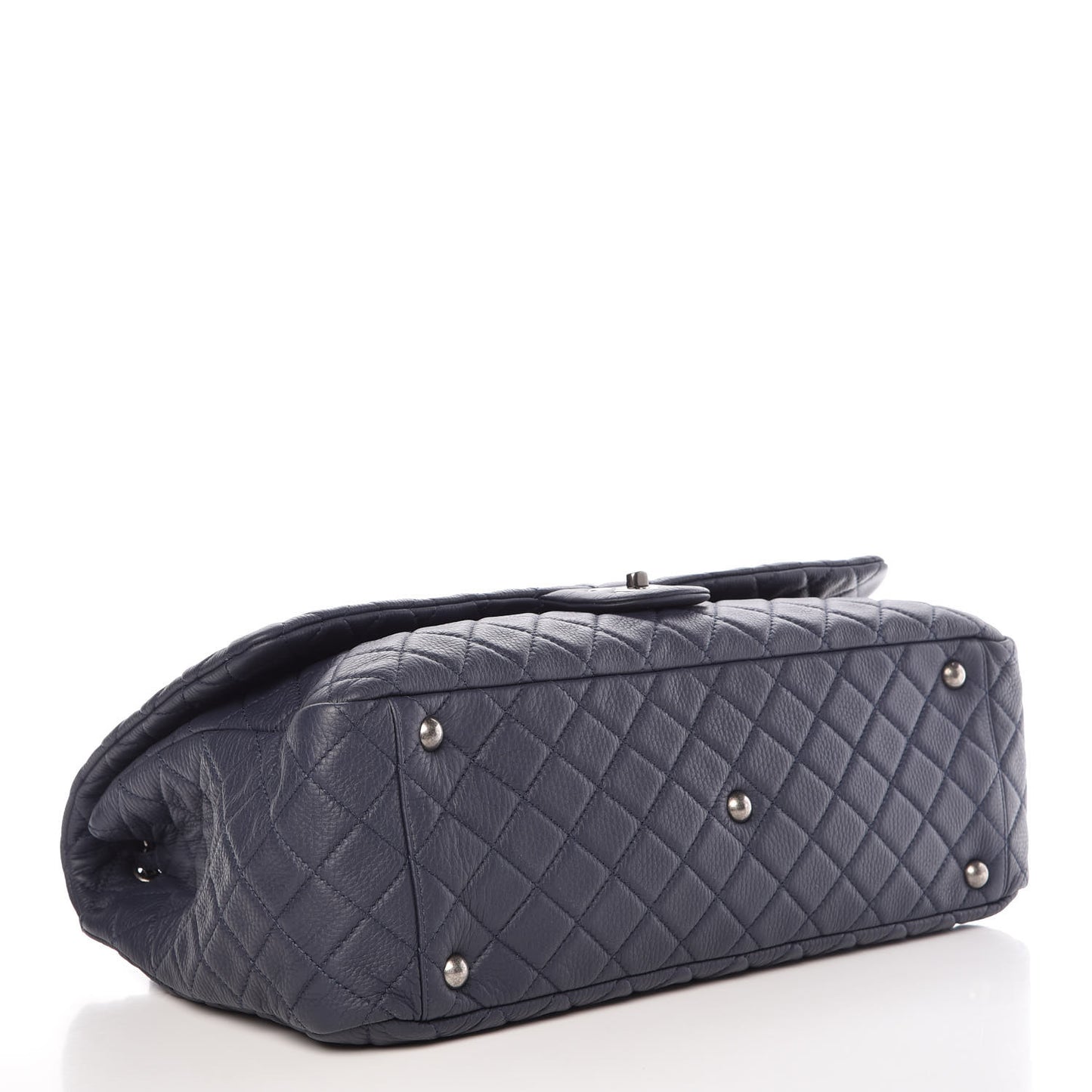 Calfskin Quilted XXL Travel Flap Bag Navy
