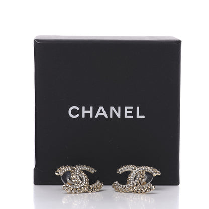 Chanel Crystal Chain CC Earrings Gold 5 of 5