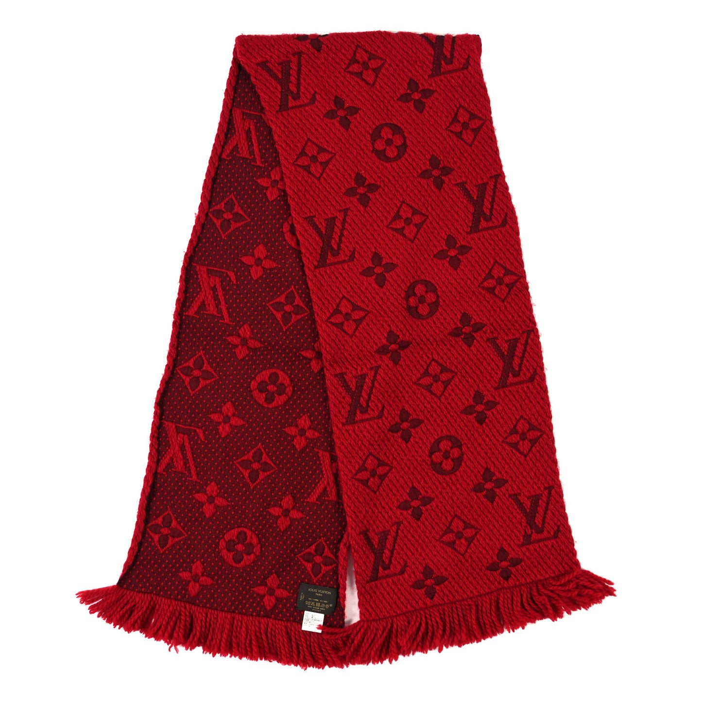 Wool Silk Logomania Scarf Rubis