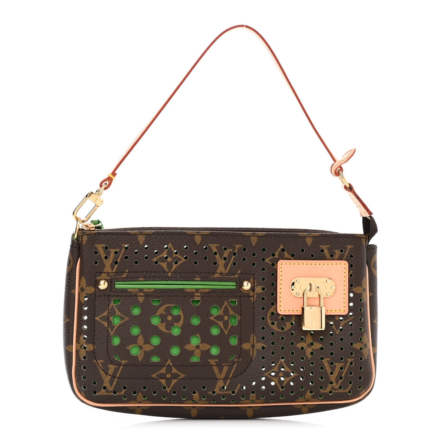 Monogram Perforated Pochette Accessories Bag Green