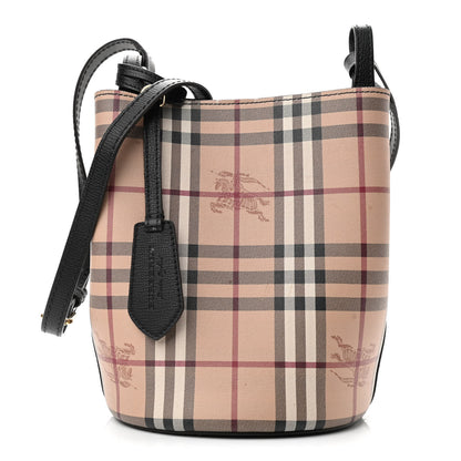 Burberry Haymarket Check Colours Small Lorne Bucket Crossbody Black 1 of 12