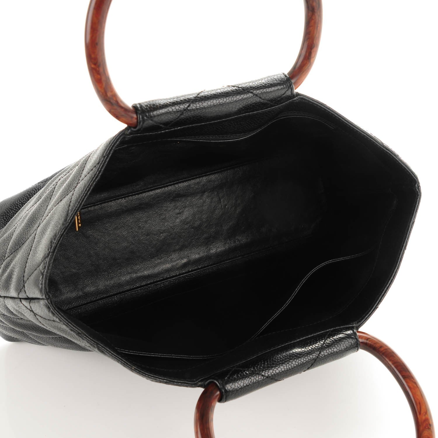 Chanel Caviar CC Wood Handle Tote Black 5 of 9