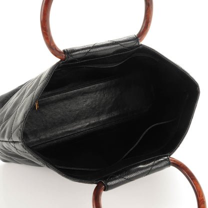 Chanel Caviar CC Wood Handle Tote Black 5 of 9