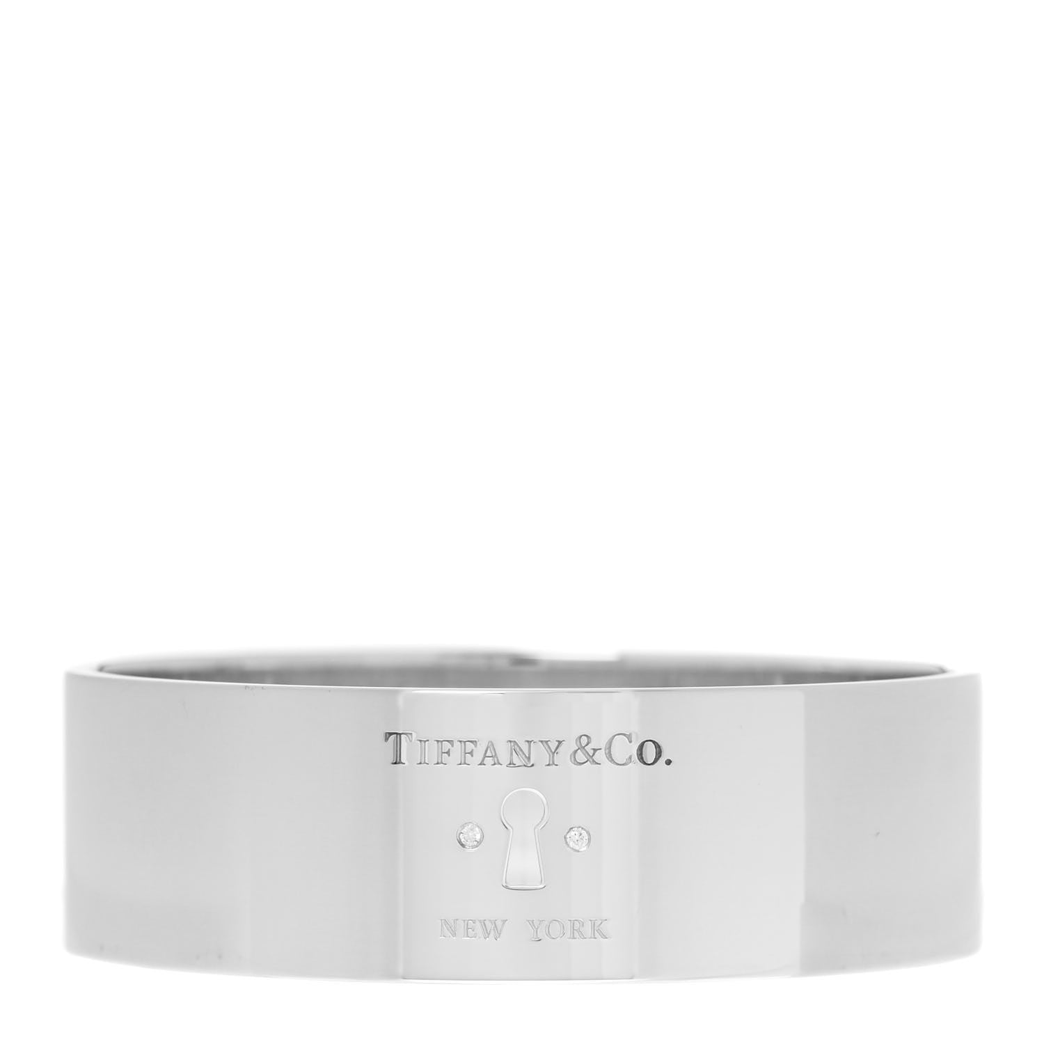 Tiffany Sterling Silver Diamond Wide Locks Bangle Bracelet 1 of 4