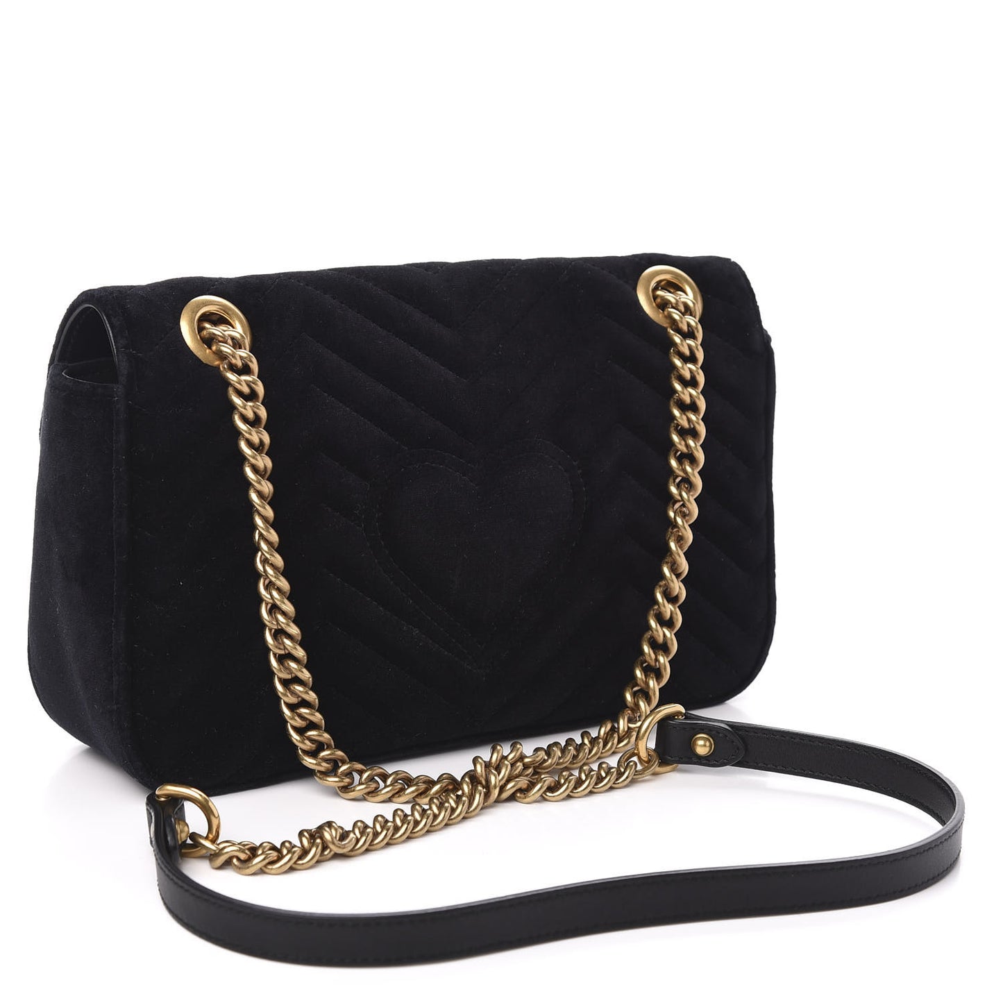 Velvet Matelasse Small GG Marmont Shoulder Bag Black