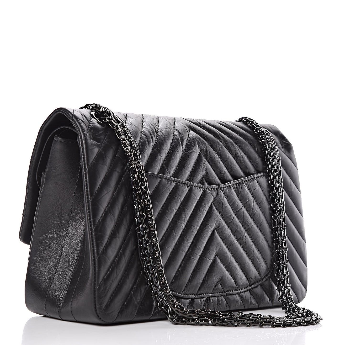 Aged Calfskin Chevron Quilted 2.55 Reissue 226 So Black