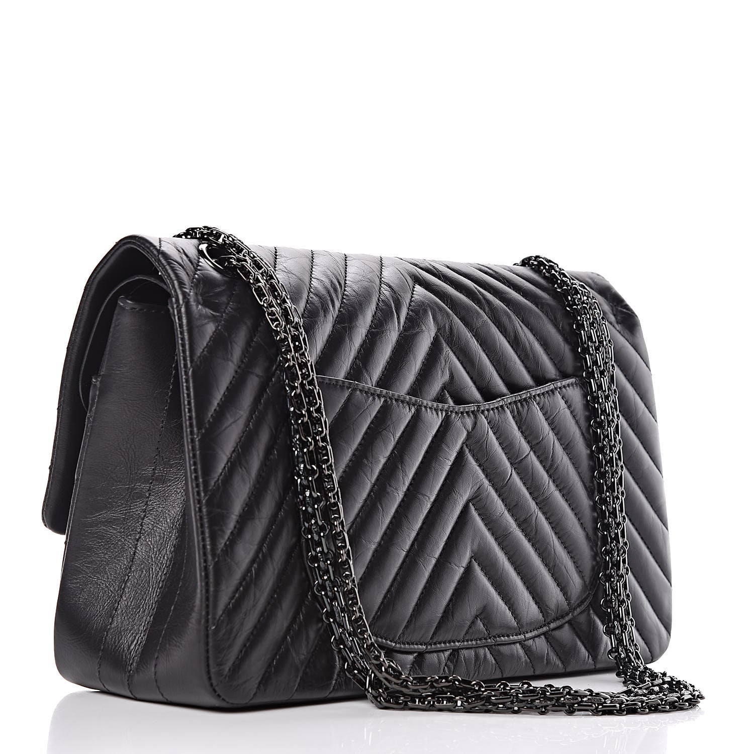 Chanel Aged Calfskin Chevron Quilted 2.55 Reissue 226 So Black 3 of 14