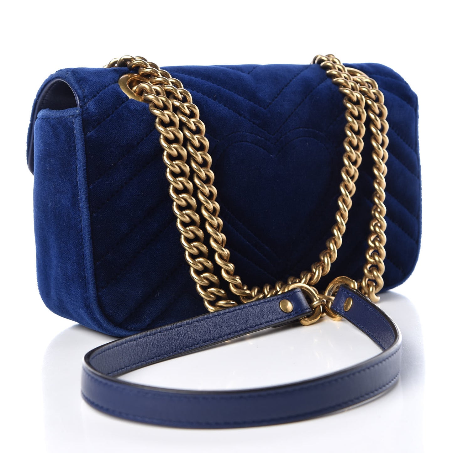 Velvet Matelasse Mini GG Marmont Shoulder Bag Cobalt Blue