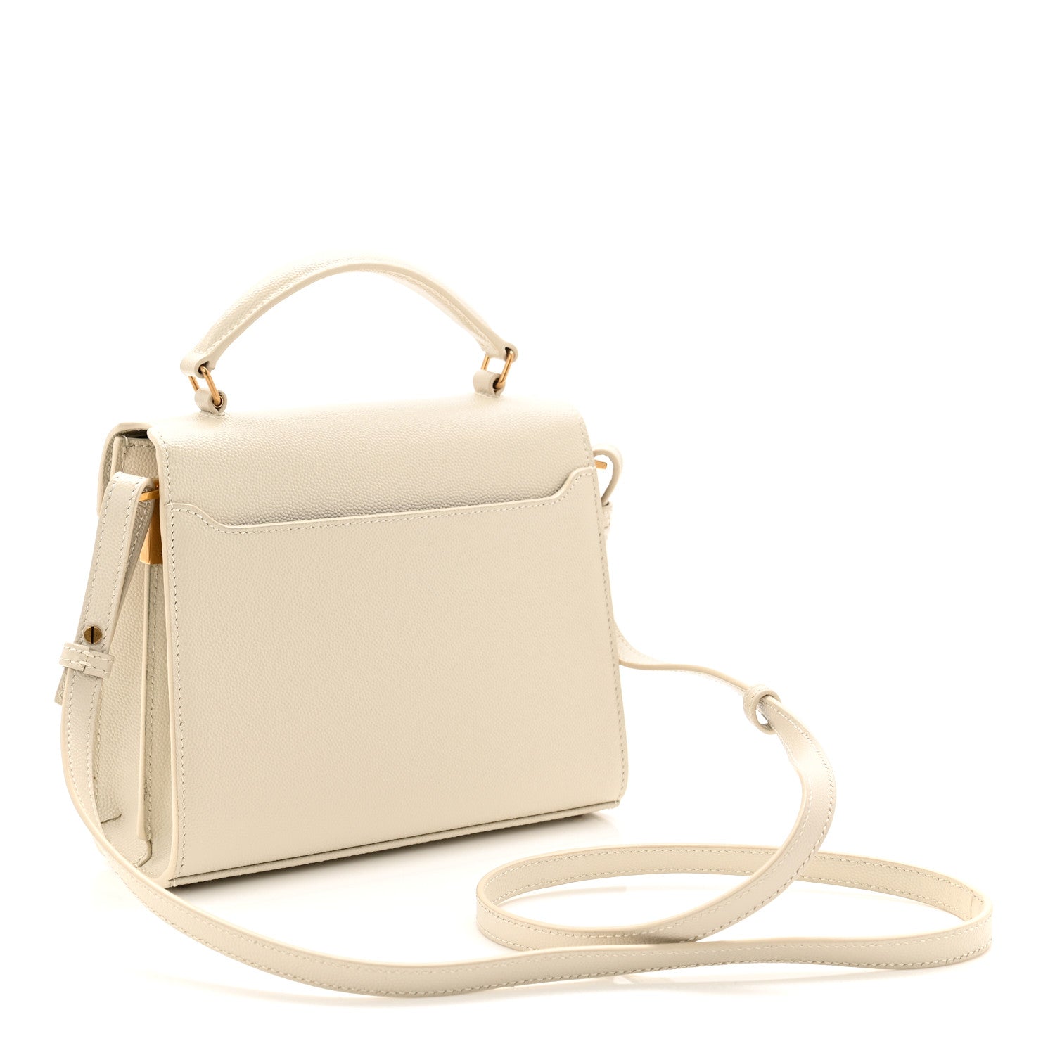 Saint Laurent Grain de Poudre Mini Classic Monogram Cassandra Top Handle Vintage White 3 of 10