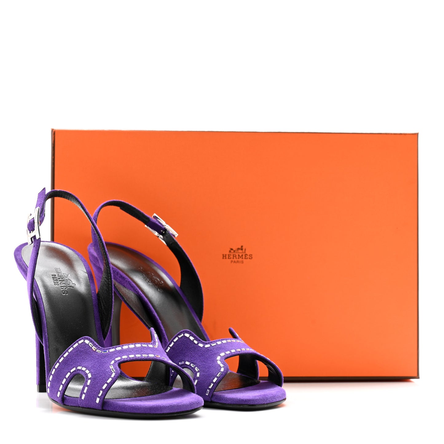 Suede Goatskin Crystal Heden 80 Sandals 38 Violet Majorette