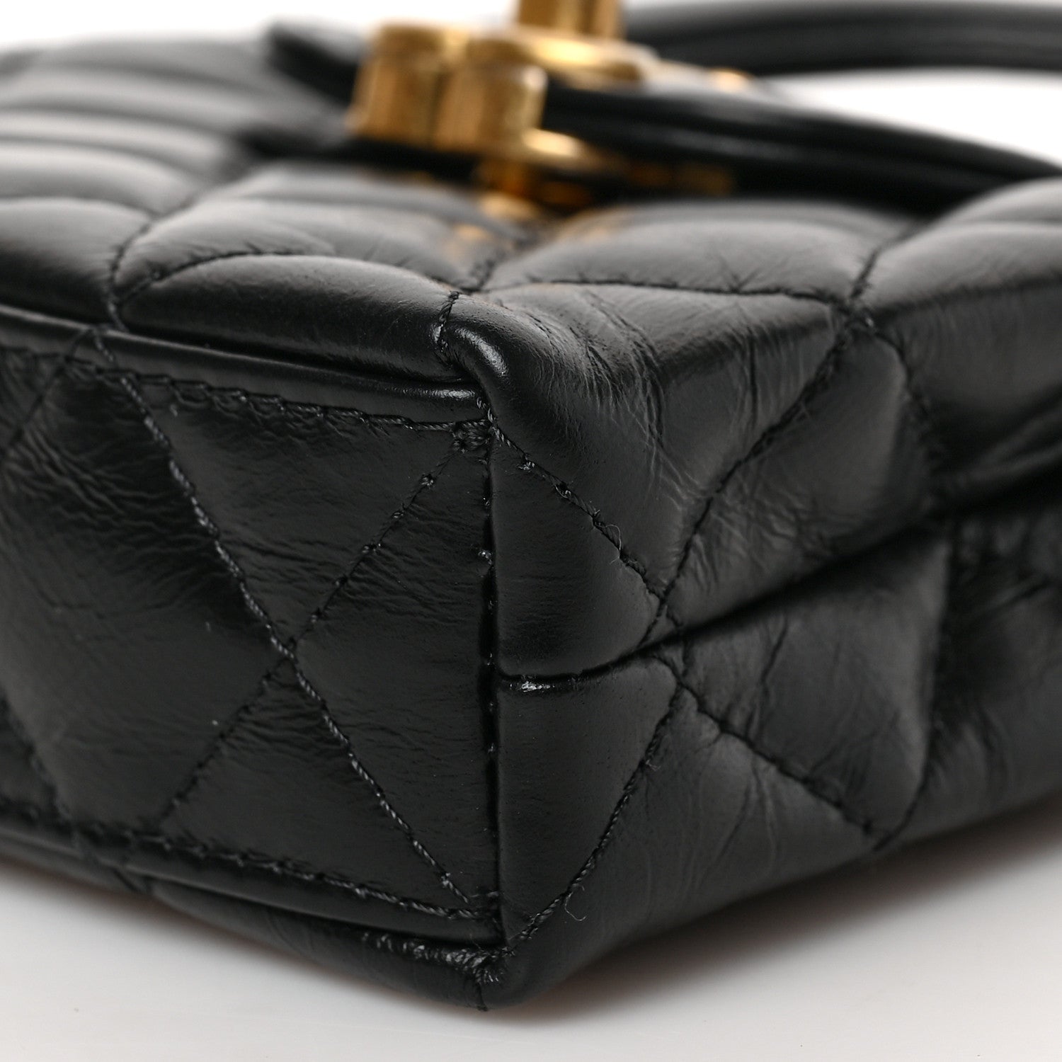 Chanel Shiny Aged Calfskin Quilted Mini Nano Kelly Shopper Black 8 of 8