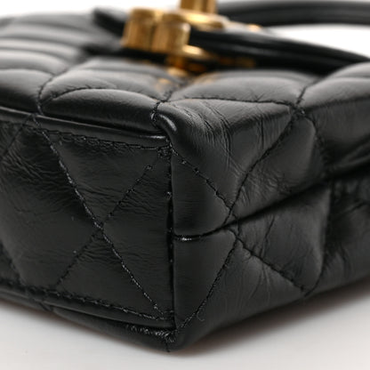 Chanel Shiny Aged Calfskin Quilted Mini Nano Kelly Shopper Black 8 of 8