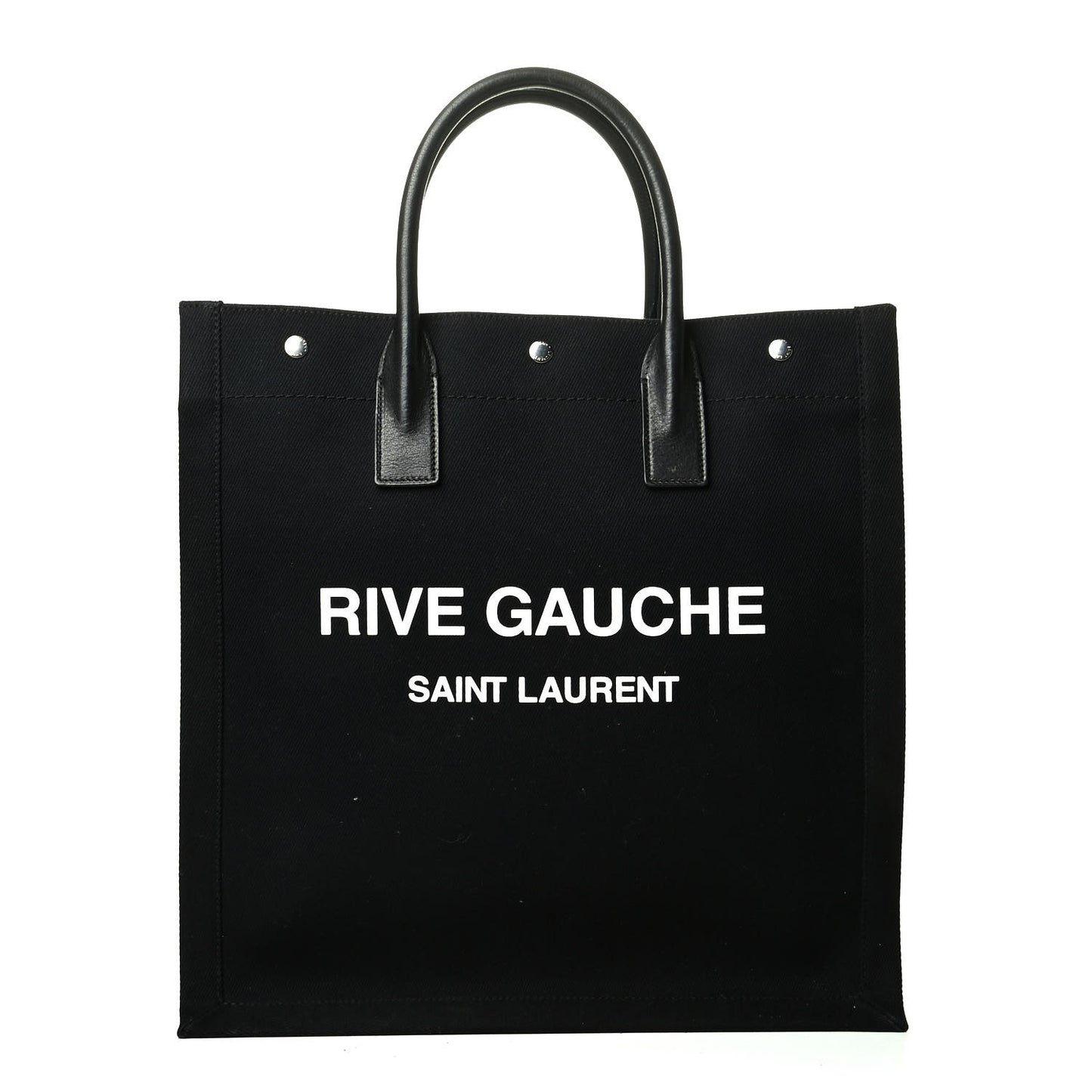 Linen Calfskin Rive Gauche North South Tote Black