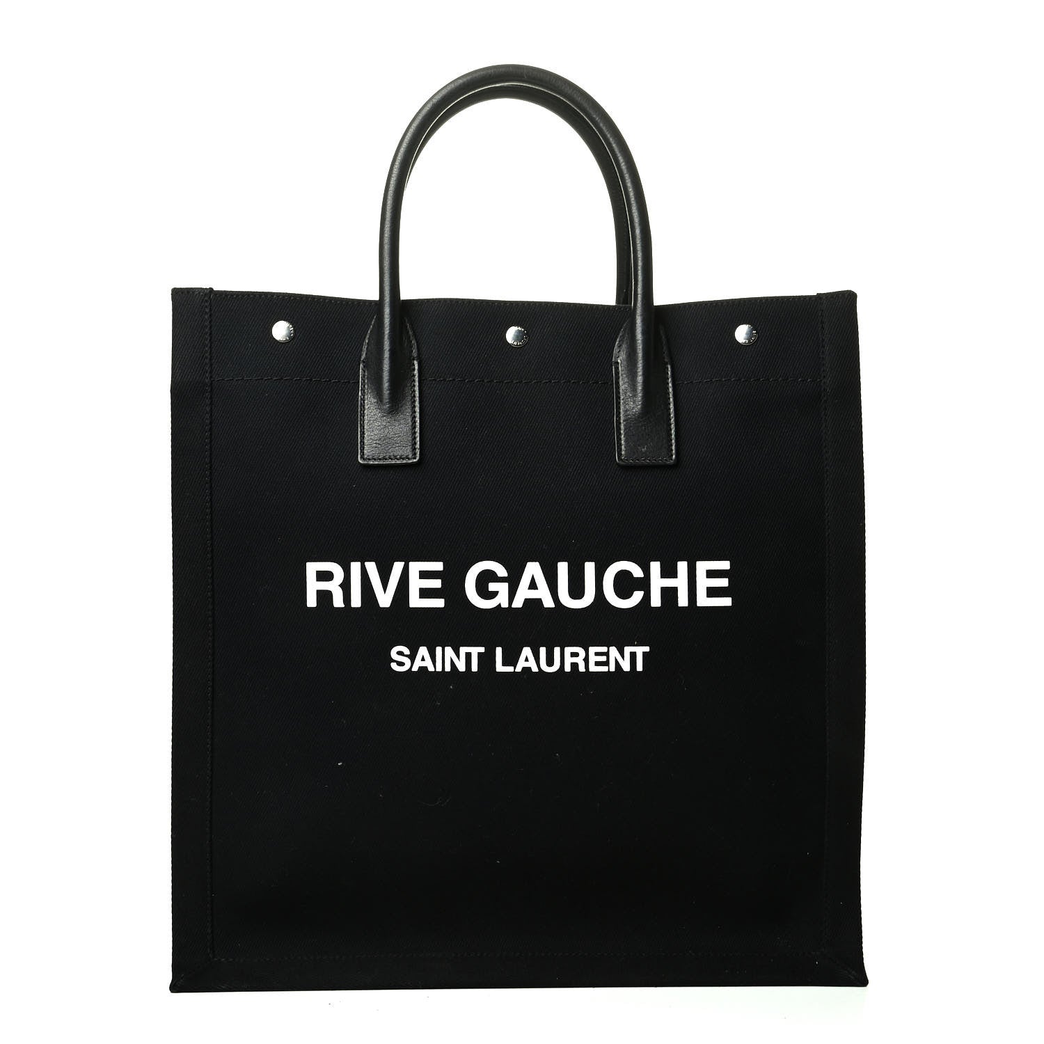 Saint Laurent Linen Calfskin Rive Gauche North South Tote Black 1 of 6