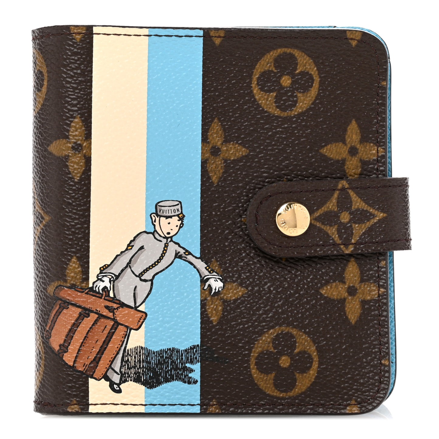 Monogram Groom Compact Zip Wallet Blue