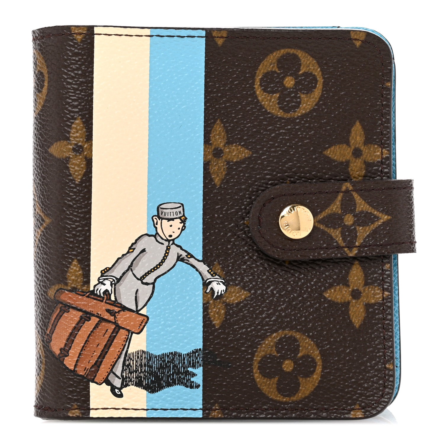 Louis Vuitton Monogram Groom Compact Zip Wallet Blue 1 of 12