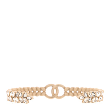 Chanel Crystal Sparkling Wheat CC Cuff S Bracelet Gold 3 of 4